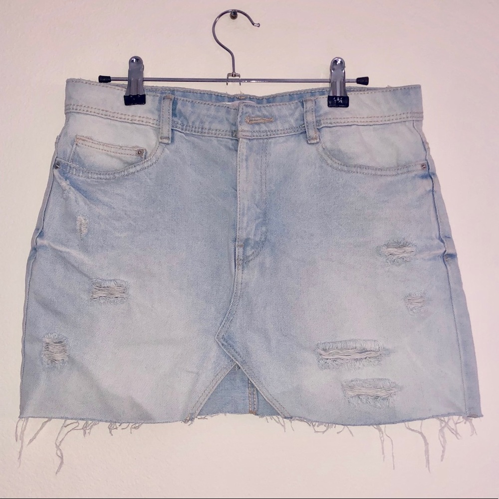 Zara Distressed Denim Skirt